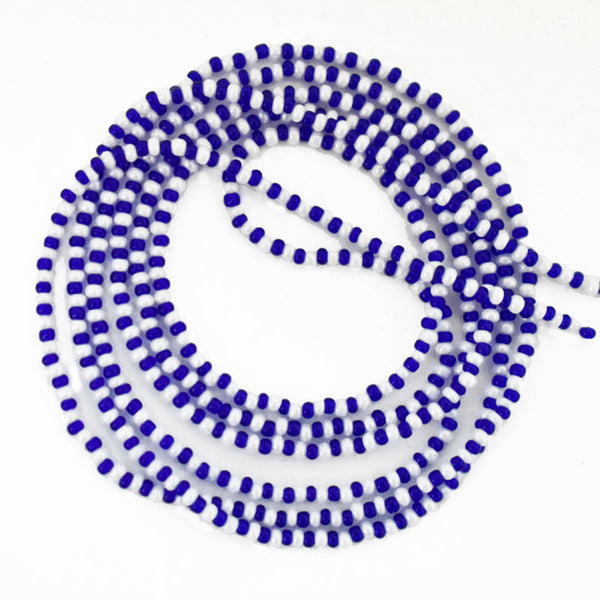 Seed Bead Strings in White and Royal Blue Color 