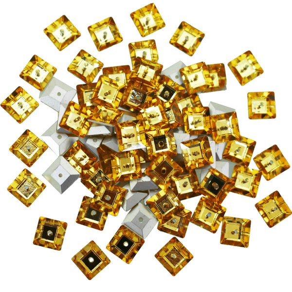 Yellow Color Sew on Glass Crystal Stone