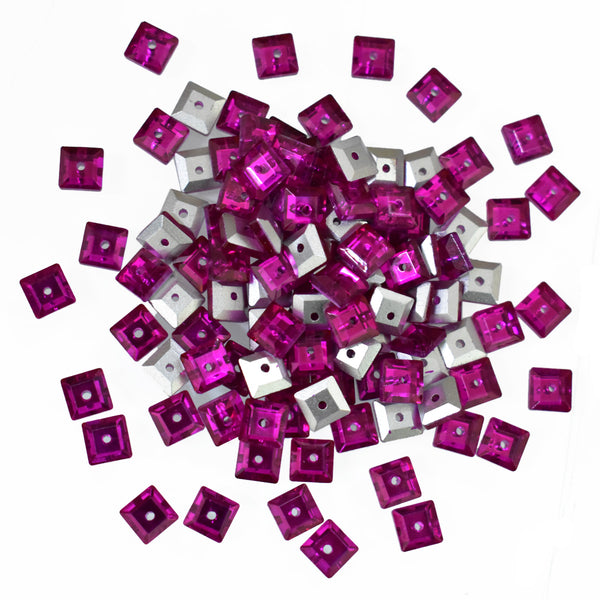 Magenta Color Sew on Glass Crystal Stone