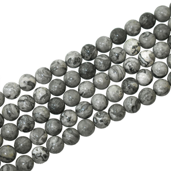 Grey Map Jasper Beads