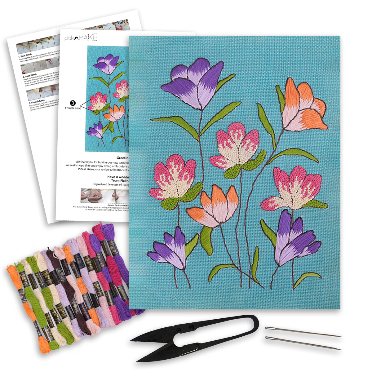 Stiff Pattern Buy Stiff Embroidery Kit with Floral Pattern, Unique No hoop required ...