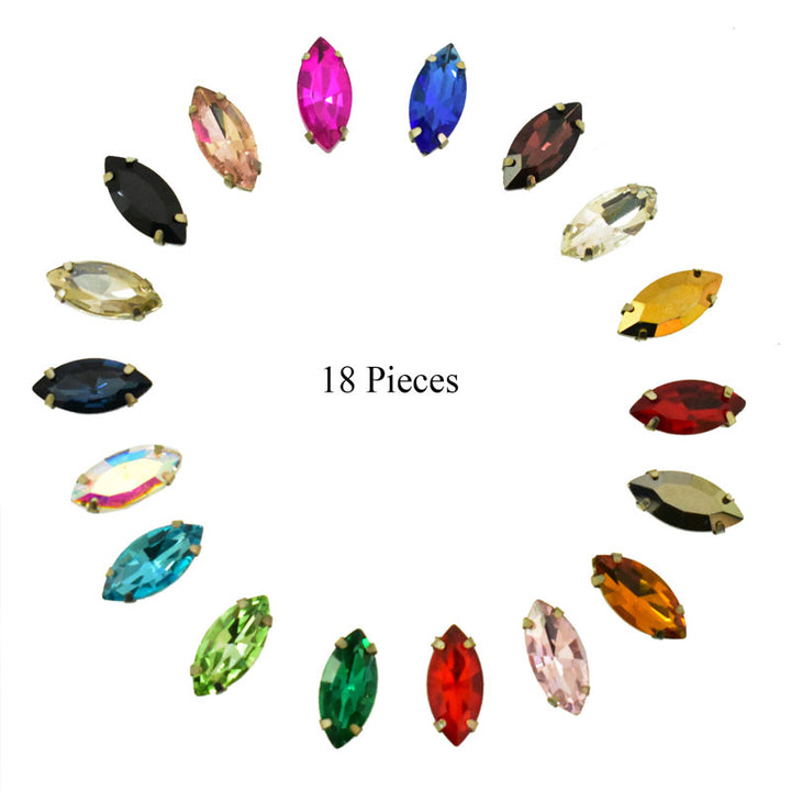 Mixed Color Sew on Glass Crystal Stone