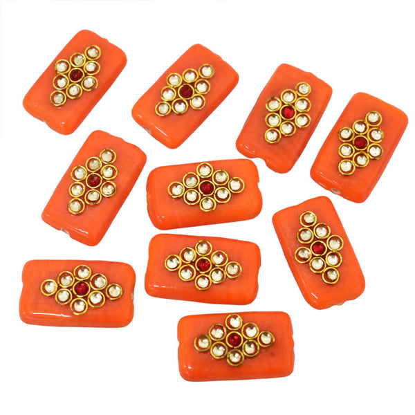 Orange Color Kundan Work Beads