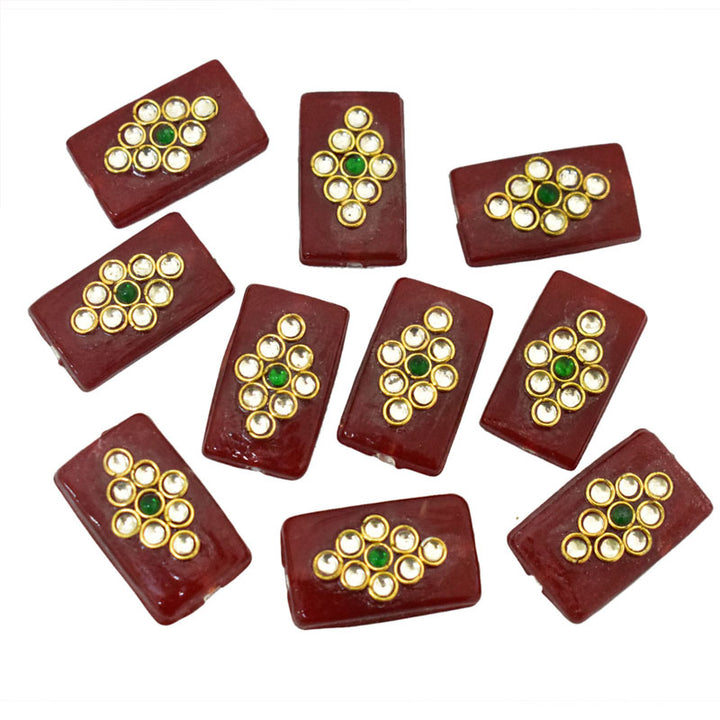 Maroon Color Kundan Work Beads