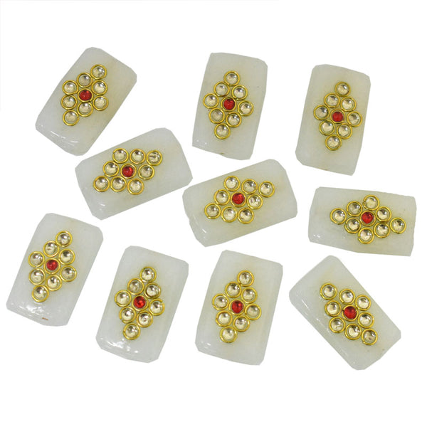 Smoke White Color Kundan Work Beads