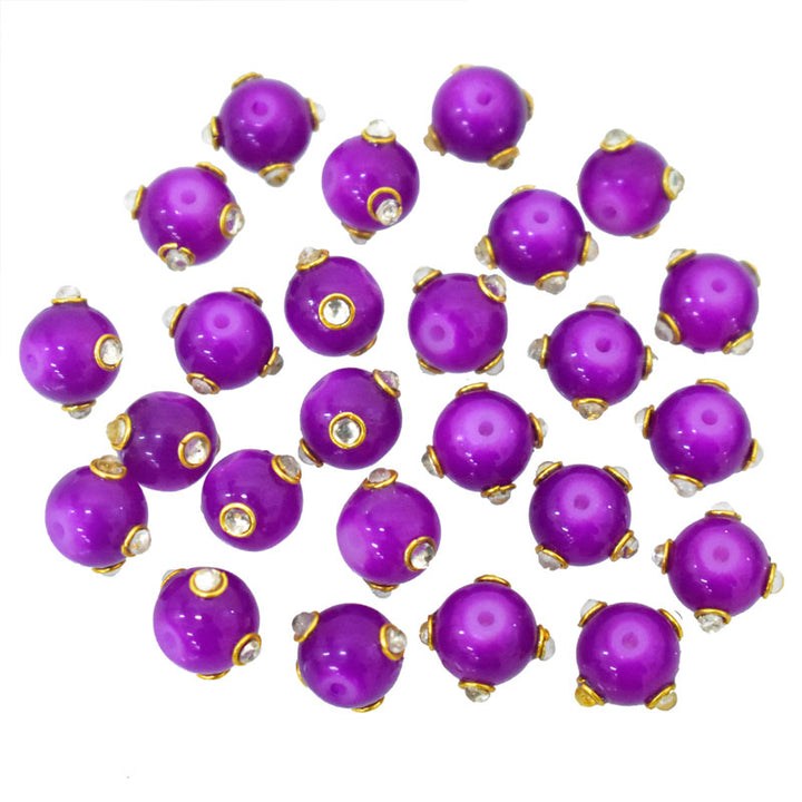 Violet Color Kundan Work Beads