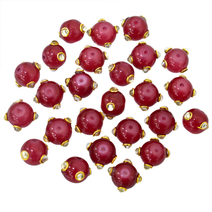 Maroon Color Kundan Work Beads