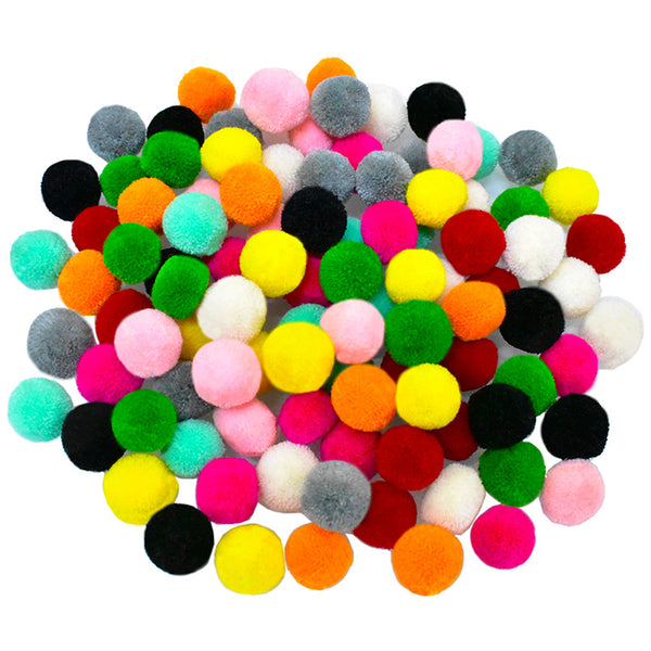 Mixed Color Pom Poms- 10 Colors- 10 Pom Poms of Each Color