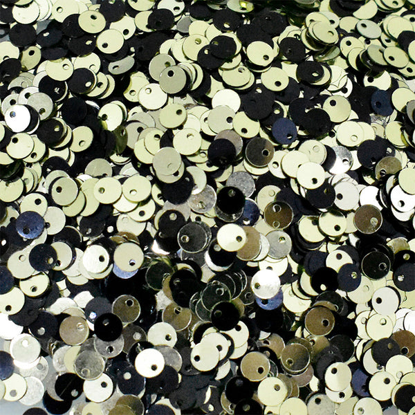 Pale Gold and Black round shape reversible sequins