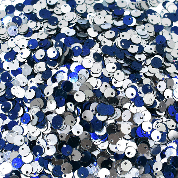 Navy Blue and Silver round shape  two tone sequins