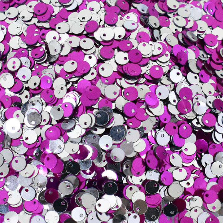 Magenta and Silver round shape reversible sequins