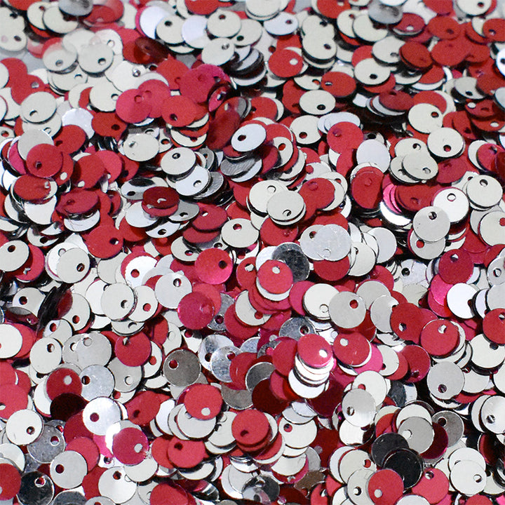 Red and Silver round shape reversible sequins