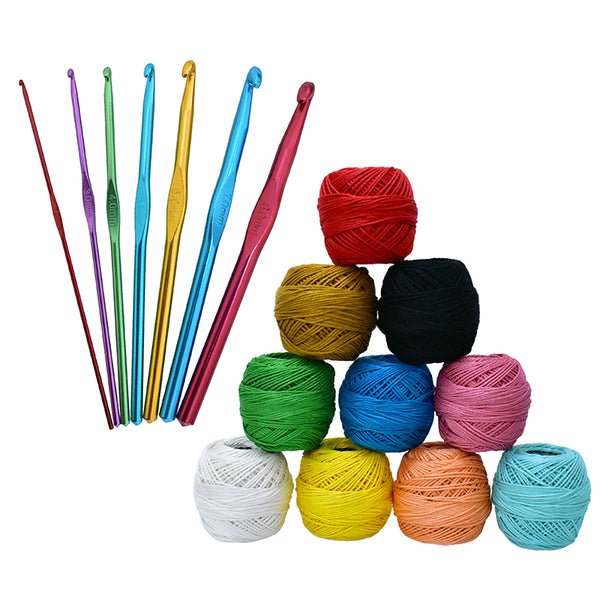 Crochet Needle & Crochet Cotton Thick Thread Combo