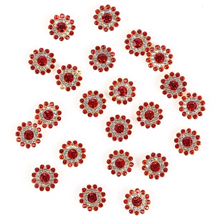 Red rhinestone flower rhinestones sew on flower embellishments, glue on flower embellishments, 14mm flower rhinestones, gold color flower rhinestones, craft flower rhinestones, floral embellishments, rhinestone embellishments, DIY craft supplies, handmade