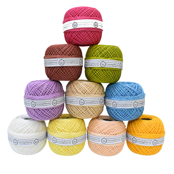 Crochet Cotton Yarn Combo Pack / Size 20 Thread / Summer Colors / 10 Rolls / Best for Knitting, Tatting & Embroidery