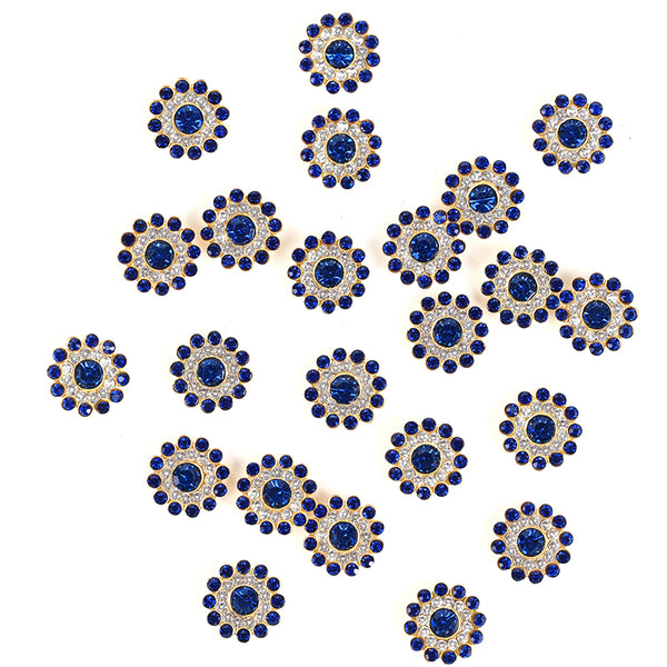 Blue rhinestone flower rhinestones sew on flower embellishments, glue on flower embellishments, 14mm flower rhinestones, gold color flower rhinestones, craft flower rhinestones, floral embellishments, rhinestone embellishments, DIY craft supplies, handmad