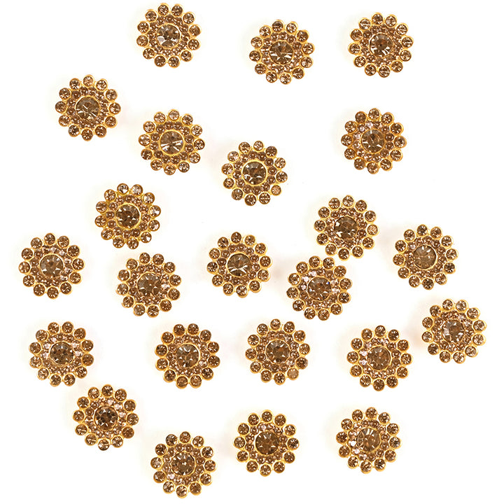 Gold rhinestone flower rhinestones sew on flower embellishments, glue on flower embellishments, 14mm flower rhinestones, gold color flower rhinestones, craft flower rhinestones, floral embellishments, rhinestone embellishments, DIY craft supplies, handmad