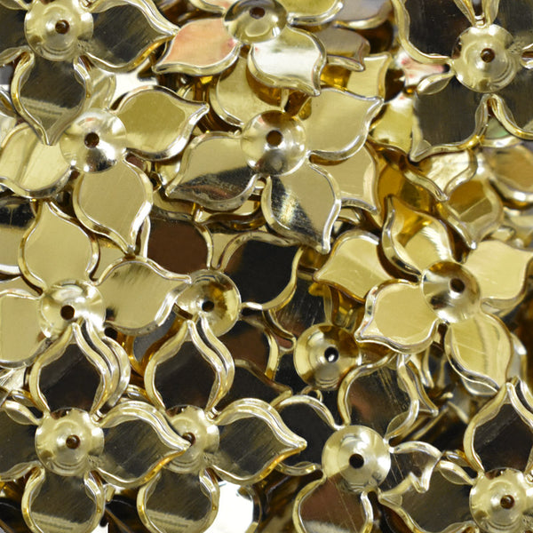 EMBSQ5140 (18x25MM Flower Shape Gold Color Sequins)