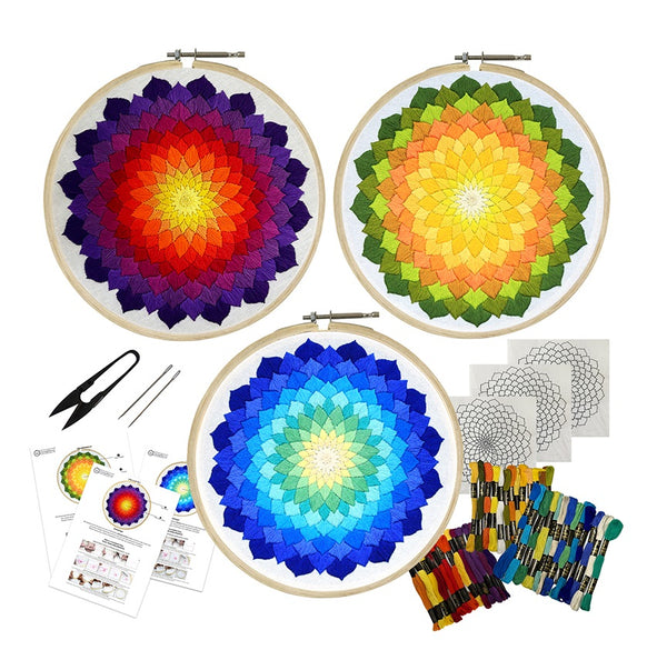 Combo of 3 Mandala Design Embroidery Kit for Beginners and Adults Cross Stitch Embroidery Kit