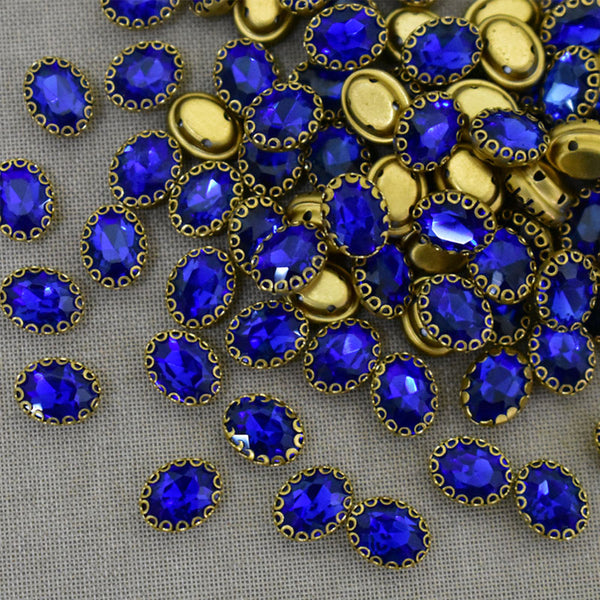 Sapphire Blue Color Sew on Glass Crystal Stone