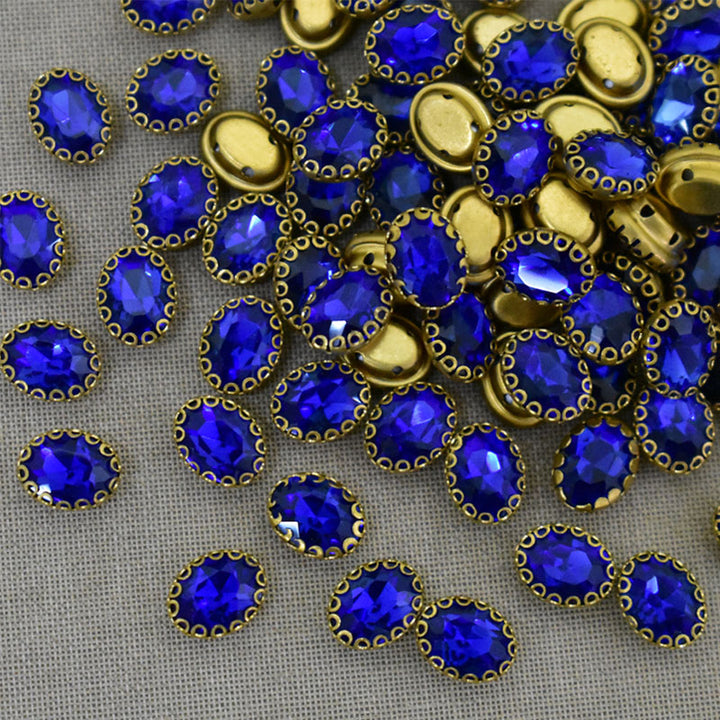 Sapphire Blue Color Sew on Glass Crystal Stone