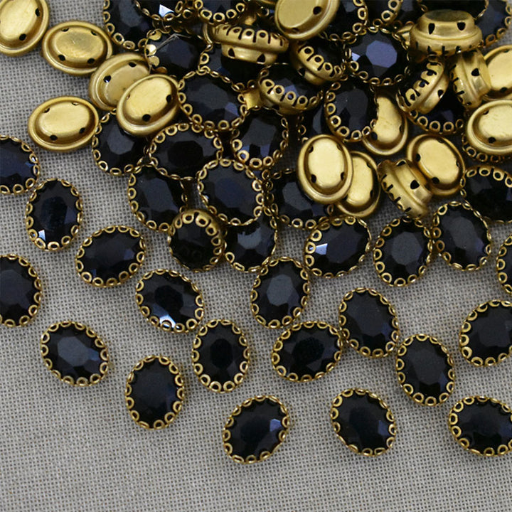 Black Color Sew on Glass Crystal Stone