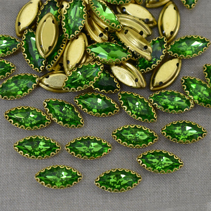  Green Color Sew on Glass Crystal Stone