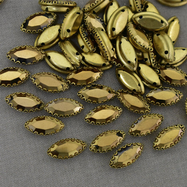  Metallic Gold Color Sew on Glass Crystal Stone