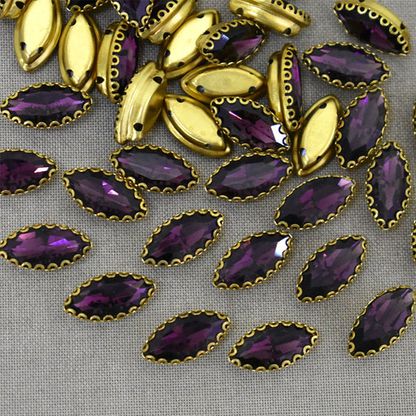 Dark Purple Color Sew on Glass Crystal Stone