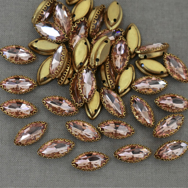  Light Peach Color Sew on Glass Crystal Stone