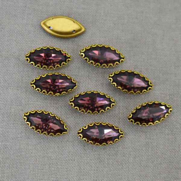 Plum Color Sew on Glass Crystal Stone