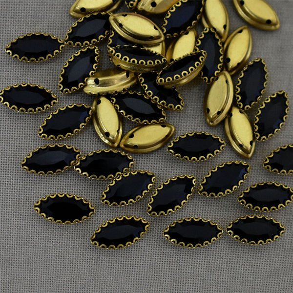 Black Color Sew on Glass Crystal Stone