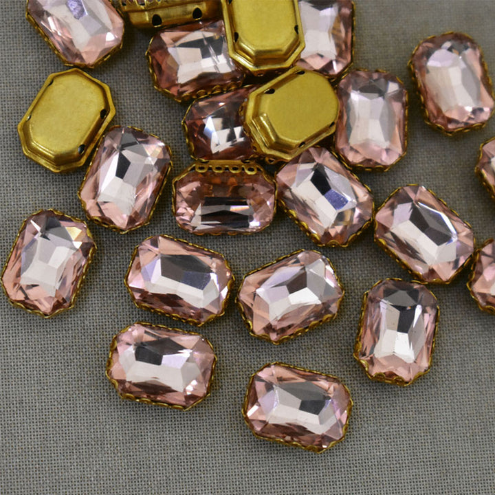 Light Peach Color Sew on Glass Crystal Stone