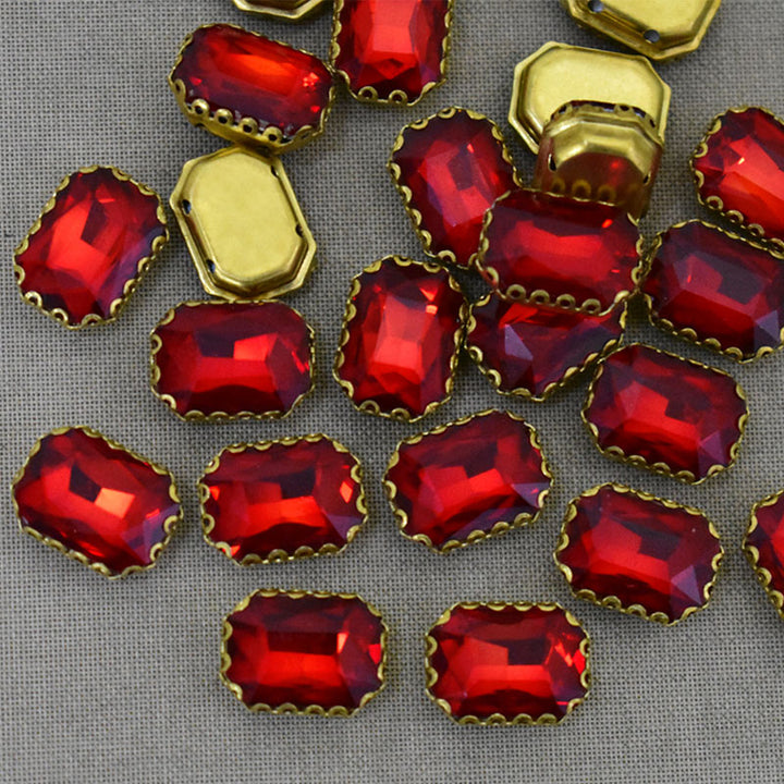 Red Color Sew on Glass Crystal Stone