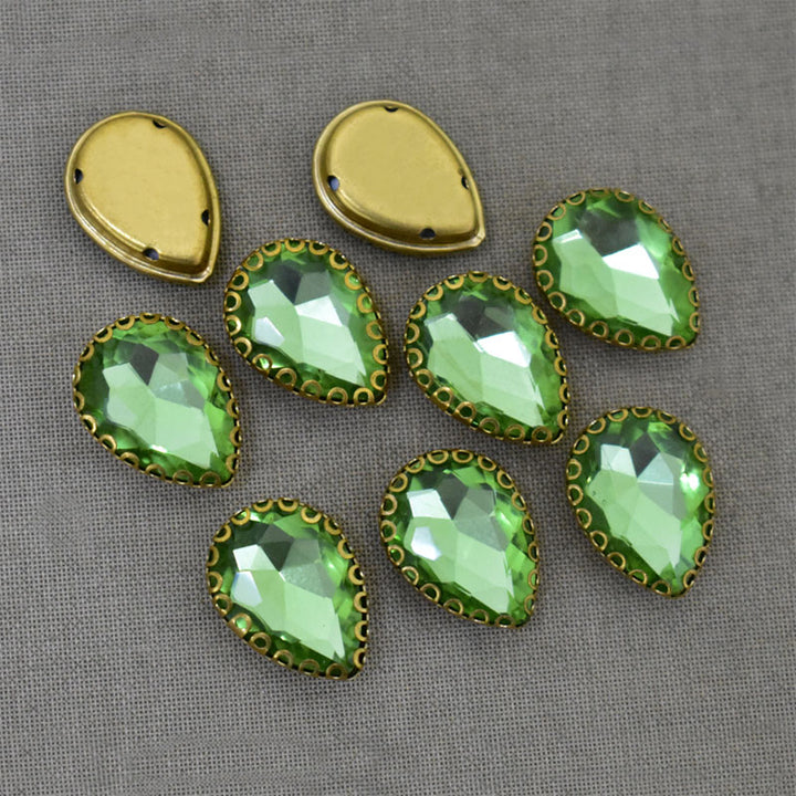 Light Green Color Sew on Glass Crystal Stone