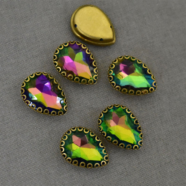 Green Color Sew on Glass Crystal Stone