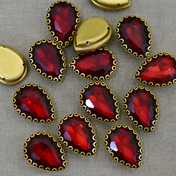 Dark Red Color Sew on Glass Crystal Stone