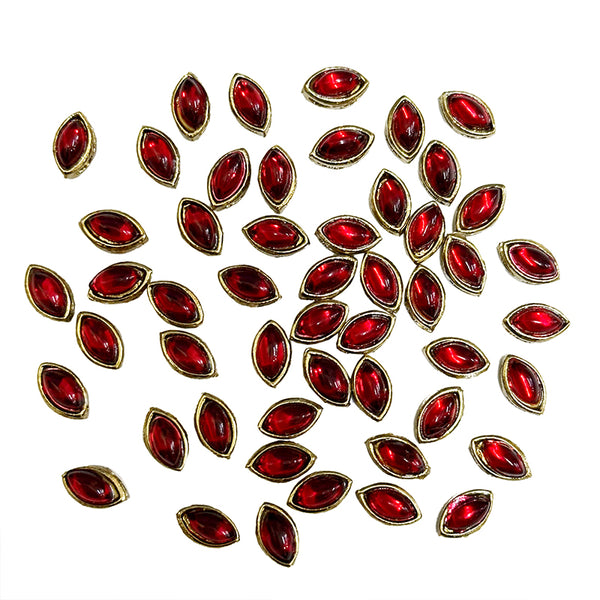 EMBKS5359 (5x8MM Red Color Boat Shape Kundan Stones)