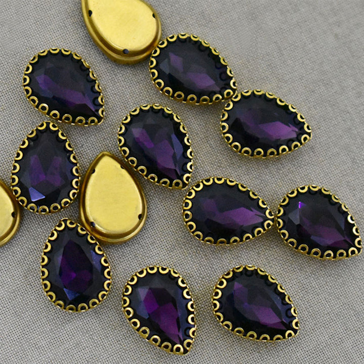 Dark Purple Color Sew on Glass Crystal Stone
