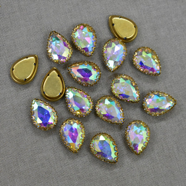 Rainbow Color Sew on Glass Crystal Stone