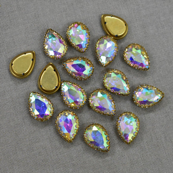 Rainbow Color Sew on Glass Crystal Stone