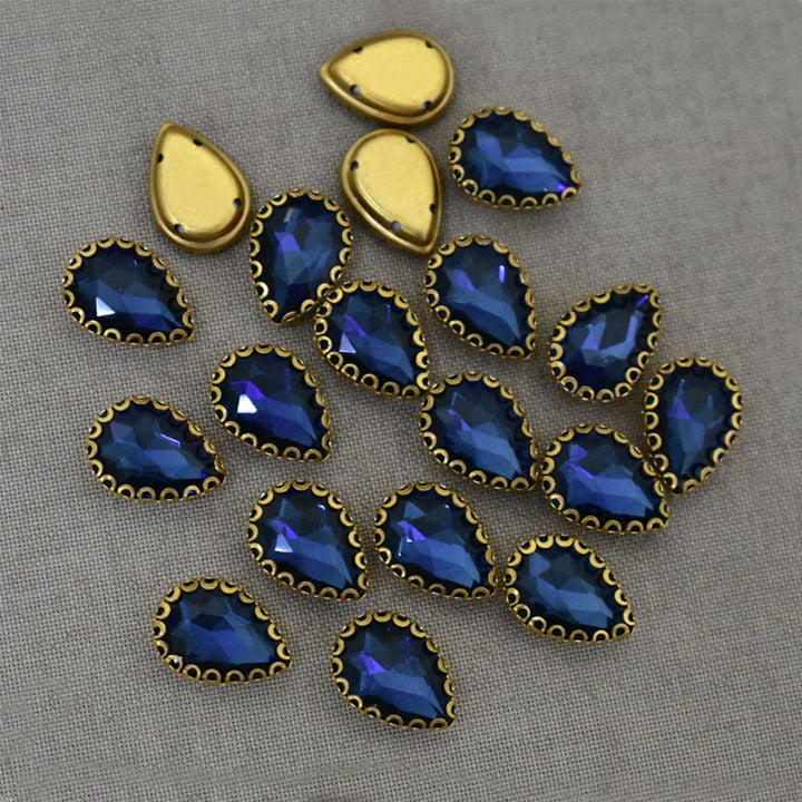 Navy Blue Color Sew on Glass Crystal Stone