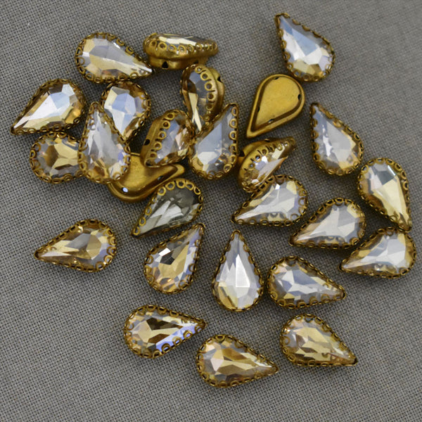  Pale Gold Color Sew on Glass Crystal Stone