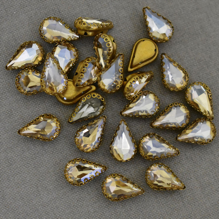  Pale Gold Color Sew on Glass Crystal Stone