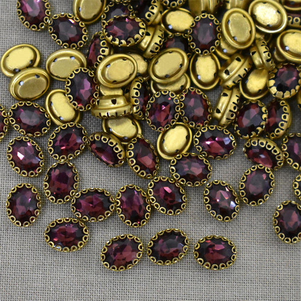 Plum Color Sew on Glass Crystal Stone