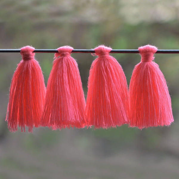 Neon Baby Pink color Cotton Tassels