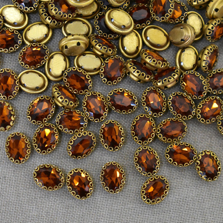 Honey Color Sew on Glass Crystal Stone