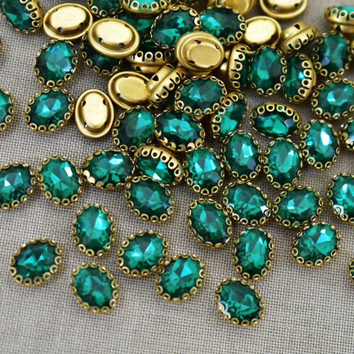 Teal Green Color Sew on Glass Crystal Stone