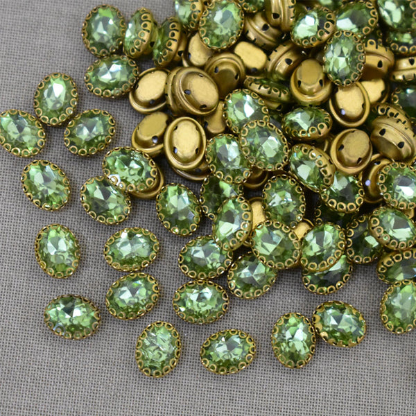 Pale Green Color Sew on Glass Crystal Stone