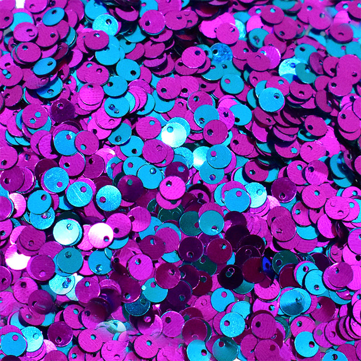 Magenta and Dark Sky Blue round shape reversible sequins